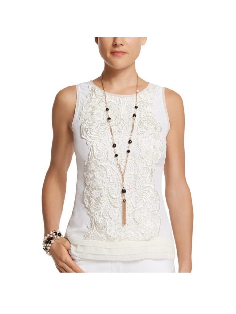 NWT White House Black Market WHBM Silk Sleeveless Blouse. Size Large